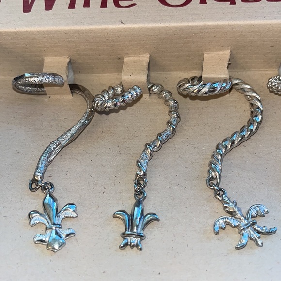 Pewter Wine Glass Markers, set of 6 - Picture 3 of 4